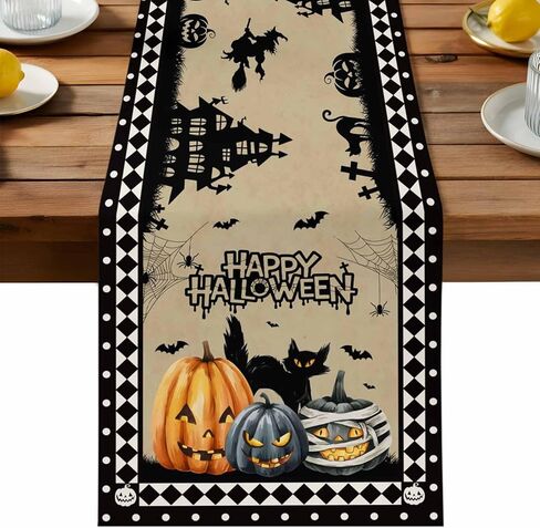 Thanksgiving Fall Pumpkin Table Runners Maple Leaf Orange Lattice 13x70 Inches Long Washable Table Runner for Round Table Kitchen Coffee Dining End Table Living Room Use in Kuwait