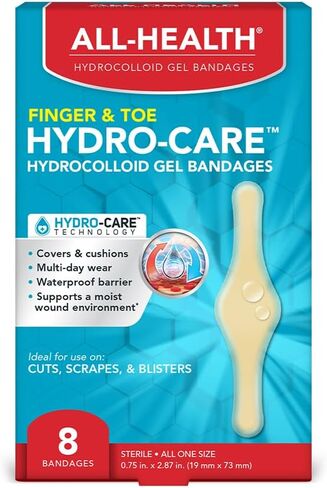 All Health Advanced Fast Healing Hydrocolloid Gel Bandages, Fingers & Toes, 8 ct | 2X Faster Healing for First Aid Blisters or Wound Care in Kuwait