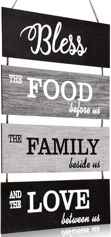 Jetec Bless Hanging Wall Sign, Large Farmhouse Kitchen Decor, Rustic Country Vintage Wooden Family Food Love Wood Art Decoration Plaque For Collage Living Room Bedroom(Vivid Style,Cool-Tone Color) in Saudi Arabia