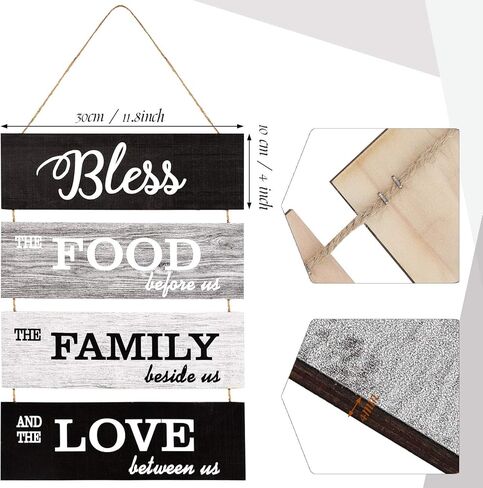 Jetec Bless Hanging Wall Sign, Large Farmhouse Kitchen Decor, Rustic Country Vintage Wooden Family Food Love Wood Art Decoration Plaque For Collage Living Room Bedroom(Vivid Style,Cool-Tone Color) in Saudi Arabia
