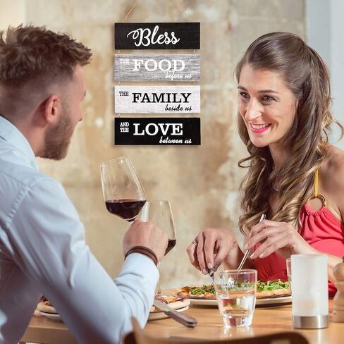 Jetec Bless Hanging Wall Sign, Large Farmhouse Kitchen Decor, Rustic Country Vintage Wooden Family Food Love Wood Art Decoration Plaque For Collage Living Room Bedroom(Vivid Style,Cool-Tone Color) in Saudi Arabia