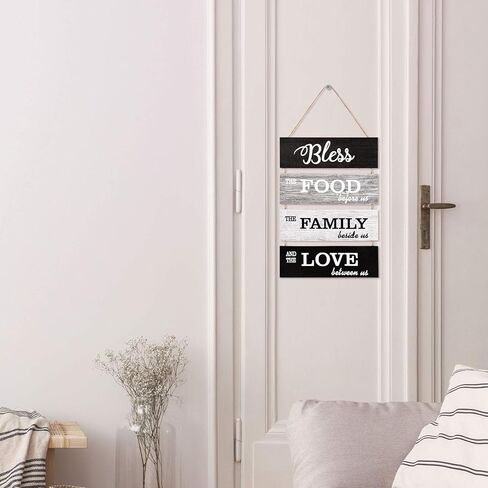 Jetec Bless Hanging Wall Sign, Large Farmhouse Kitchen Decor, Rustic Country Vintage Wooden Family Food Love Wood Art Decoration Plaque For Collage Living Room Bedroom(Vivid Style,Cool-Tone Color) in Saudi Arabia