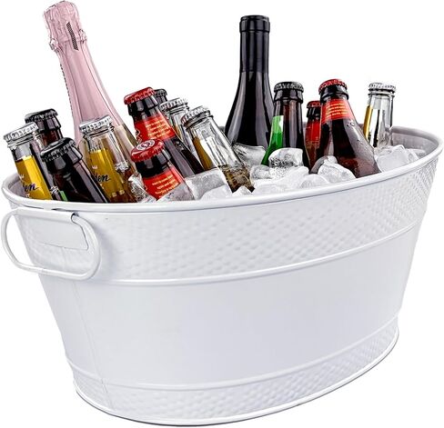BREKX Colt Black Galvanized Beverage Tub with Handles, 16-Bottle Metal Bucket Ice Cooler to Chill Drinks, Oval Metal Basket for Drinks or Storage Bin - 15 Quarts (4 Gallon) in Kuwait