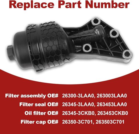 Oil Filter Housing Compatible with 2017-2020 G80,2016 Genesis,2020-2024 Palisade,2019-2020 Sorento,2017-2020 Cadenza,2020-2024 Telluride,2019-2021 Sedona,Replace 26300-3LAA0 in Kuwait