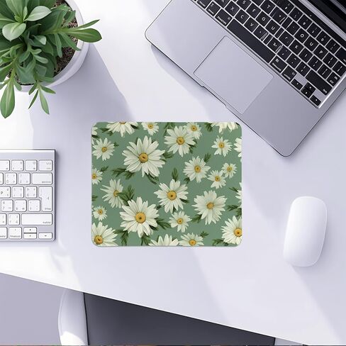 Hippie Daisy Mouse Pad, Boho Daisy Green Mouse Pads Mousepad for Home Office Dorm Laptop Computer Desk Accessories Supplies, Daisies Gift for Women, 8.7x7.1 Inch in Saudi Arabia