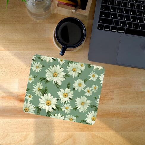 Hippie Daisy Mouse Pad, Boho Daisy Green Mouse Pads Mousepad for Home Office Dorm Laptop Computer Desk Accessories Supplies, Daisies Gift for Women, 8.7x7.1 Inch in Saudi Arabia