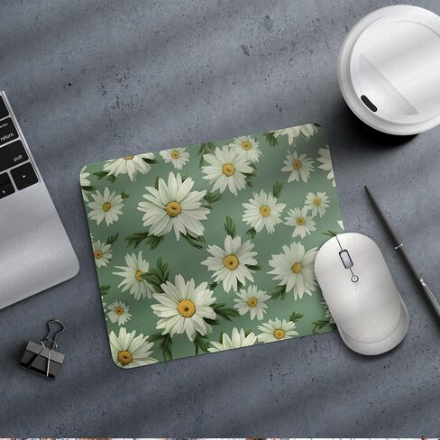 Hippie Daisy Mouse Pad, Boho Daisy Green Mouse Pads Mousepad for Home Office Dorm Laptop Computer Desk Accessories Supplies, Daisies Gift for Women, 8.7x7.1 Inch in Saudi Arabia