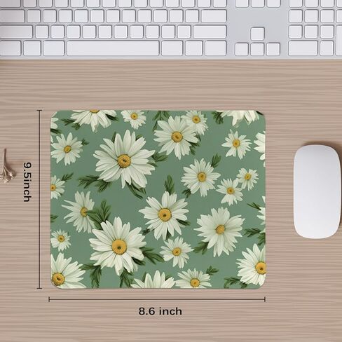 Hippie Daisy Mouse Pad, Boho Daisy Green Mouse Pads Mousepad for Home Office Dorm Laptop Computer Desk Accessories Supplies, Daisies Gift for Women, 8.7x7.1 Inch in Saudi Arabia