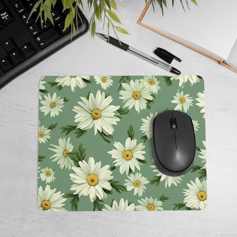 Hippie Daisy Mouse Pad, Boho Daisy Green Mouse Pads Mousepad for Home Office Dorm Laptop Computer Desk Accessories Supplies, Daisies Gift for Women, 8.7x7.1 Inch in Saudi Arabia