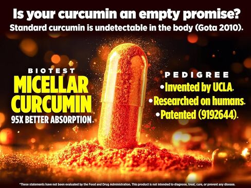 Micellar Curcumin Solid Lipid Turmeric Particles (2 Month Supply) - 95x Greater Absorption Than Piperine Formulas - for Heart Health, Joint Support, Immune Support - 60 Capsules (Pack of 1) in Kuwait