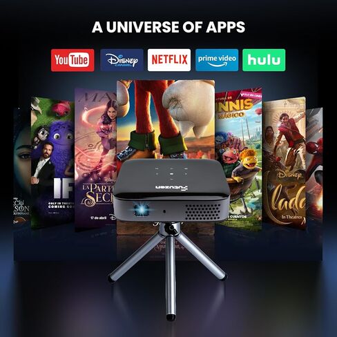 【3H Playtime】 جهاز عرض صغير مع WiFi و Bluetooth ، وجهاز عرض 1080 بكسل DLP مع بطارية ، ومكبر صوت وثلاثي ، وجهاز عرض هاتف Mini اللاسلكي لـ iPhone Roku Fire Stick إلخ ، جهاز عرض Mini Portable in Kuwait