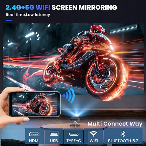 【3H Playtime】 جهاز عرض صغير مع WiFi و Bluetooth ، وجهاز عرض 1080 بكسل DLP مع بطارية ، ومكبر صوت وثلاثي ، وجهاز عرض هاتف Mini اللاسلكي لـ iPhone Roku Fire Stick إلخ ، جهاز عرض Mini Portable in Kuwait