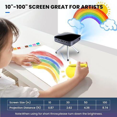 【3H Playtime】 جهاز عرض صغير مع WiFi و Bluetooth ، وجهاز عرض 1080 بكسل DLP مع بطارية ، ومكبر صوت وثلاثي ، وجهاز عرض هاتف Mini اللاسلكي لـ iPhone Roku Fire Stick إلخ ، جهاز عرض Mini Portable in Kuwait