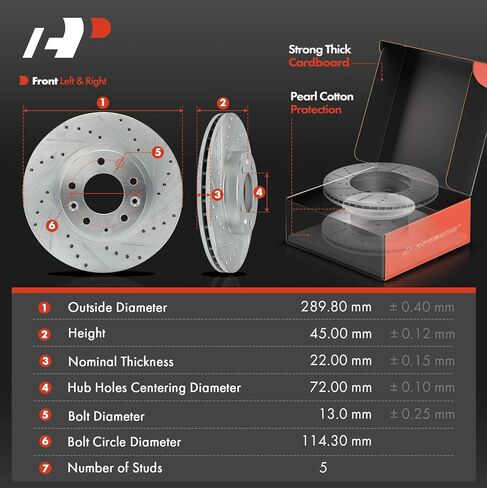 A-Premium 11.41 inch (289.8mm) Front Drilled and Slotted Disc Brake Rotors + Ceramic Pads Kit Compatible with Select Mazda Models - MX-5 Miata MX5 Miata 2006-2015, 6-PC Set in Saudi Arabia