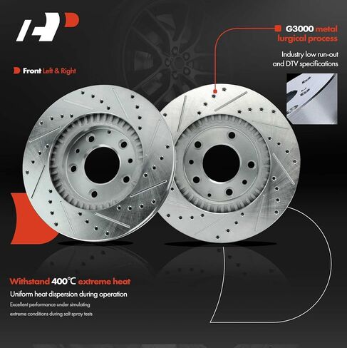 A-Premium 11.41 inch (289.8mm) Front Drilled and Slotted Disc Brake Rotors + Ceramic Pads Kit Compatible with Select Mazda Models - MX-5 Miata MX5 Miata 2006-2015, 6-PC Set in Saudi Arabia