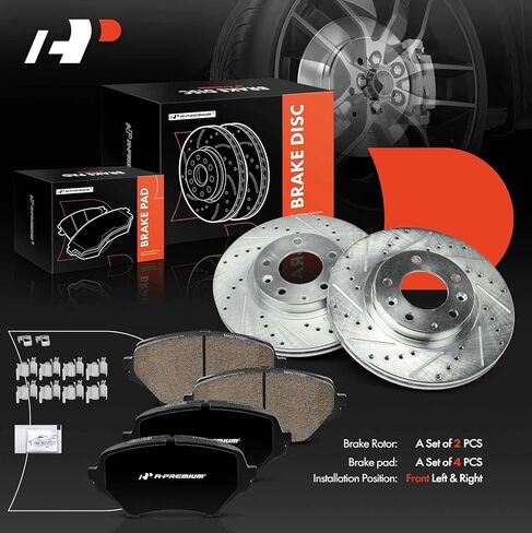 A-Premium 11.41 inch (289.8mm) Front Drilled and Slotted Disc Brake Rotors + Ceramic Pads Kit Compatible with Select Mazda Models - MX-5 Miata MX5 Miata 2006-2015, 6-PC Set in Saudi Arabia