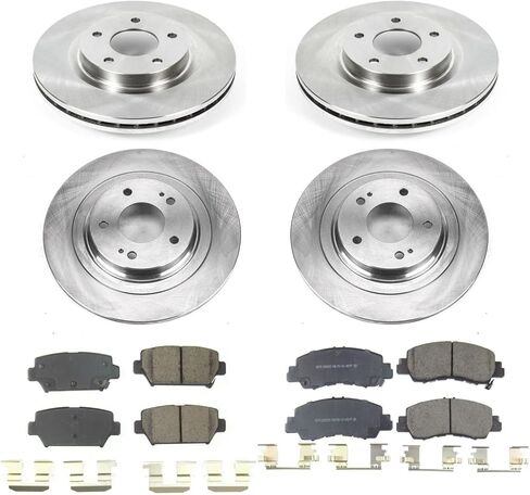 PowerStop Front and Rear Brake Kit For Mitsubishi Eclipse Cross 2018-20 - Disc Rotors & Ceramic Brake Pads Replacement, KOE8461 in Saudi Arabia