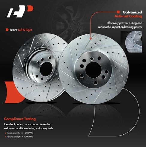 A-Premium Front and Rear Drilled and Slotted Disc Brake Rotors + Ceramic Pads Kit Compatible with Select BMW Model - X5 2000 2001 2002 2003 2004 2005 2006, 3.0L 4.4L, 12-PC Set in Saudi Arabia