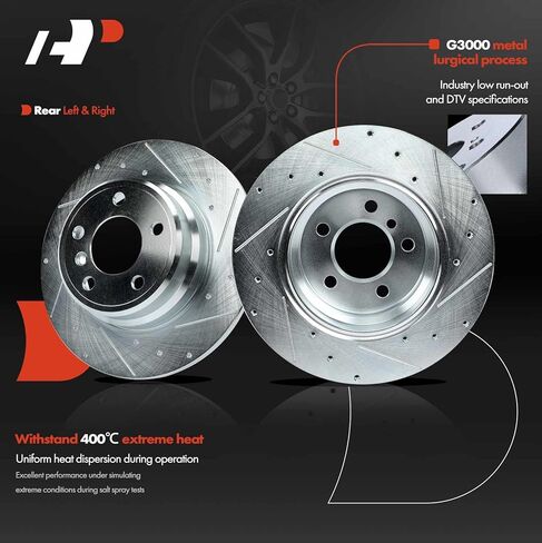 A-Premium Front and Rear Drilled and Slotted Disc Brake Rotors + Ceramic Pads Kit Compatible with Select BMW Model - X5 2000 2001 2002 2003 2004 2005 2006, 3.0L 4.4L, 12-PC Set in Saudi Arabia