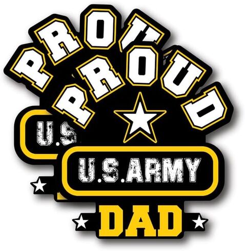 Proud US Army Dad - United States Military Family Emblem Stickers - Premium Quality Vinyl Bumper Stickers 2-Pack | 5-Inch on Widest Side | Made in USA - FHJ560 in Saudi Arabia