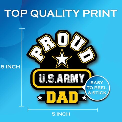 Proud US Army Dad - United States Military Family Emblem Stickers - Premium Quality Vinyl Bumper Stickers 2-Pack | 5-Inch on Widest Side | Made in USA - FHJ560 in Saudi Arabia