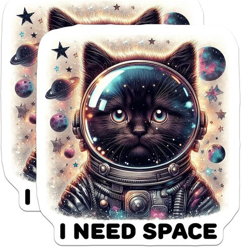 (عبوتان) ملصقات مساحة للقطط - ملصقات قطط رائد فضاء - ملصقات I Need Space - ملصقات قطة لطيفة - ملصقات ذات طابع فضائي - 5 بوصات على الجانب الأطول - تلتصق على الأسطح المسطحة الناعمة - صنع في الولايات المتحدة الأمريكية - BMCS4601 in Kuwait