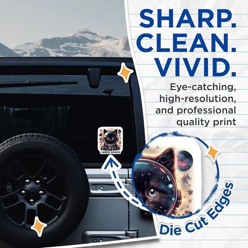 (عبوتان) ملصقات مساحة للقطط - ملصقات قطط رائد فضاء - ملصقات I Need Space - ملصقات قطة لطيفة - ملصقات ذات طابع فضائي - 5 بوصات على الجانب الأطول - تلتصق على الأسطح المسطحة الناعمة - صنع في الولايات المتحدة الأمريكية - BMCS4601 in Kuwait