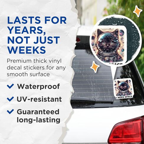 (عبوتان) ملصقات مساحة للقطط - ملصقات قطط رائد فضاء - ملصقات I Need Space - ملصقات قطة لطيفة - ملصقات ذات طابع فضائي - 5 بوصات على الجانب الأطول - تلتصق على الأسطح المسطحة الناعمة - صنع في الولايات المتحدة الأمريكية - BMCS4601 in Kuwait