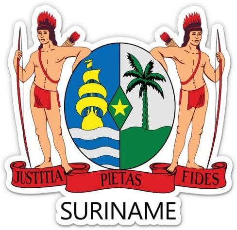 Squiddy Suriname Coat of Arms Vinyl Sticker | Travel Souvenir Decal for Phone, Laptop, Water Bottle | 3 inch Wide in Kuwait