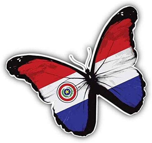 Paraguay Butterfly Flag Window Truck Car Bumper Sticker Decal 5'' x 5'' in Kuwait