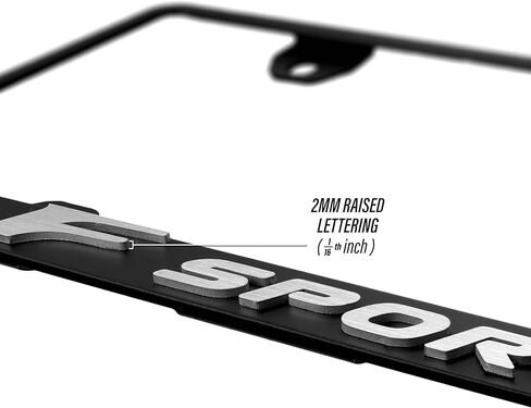 License Plate Frame – Stealth Black Powder Coat UV Resistant Rust-Proof Steel 1pcs Plate Holder - Compatible with F Sport is ES RC TX RX LX F-Sport (3D Silver Alloy Raised Letter w/MOUNTING Hardware) in Saudi Arabia