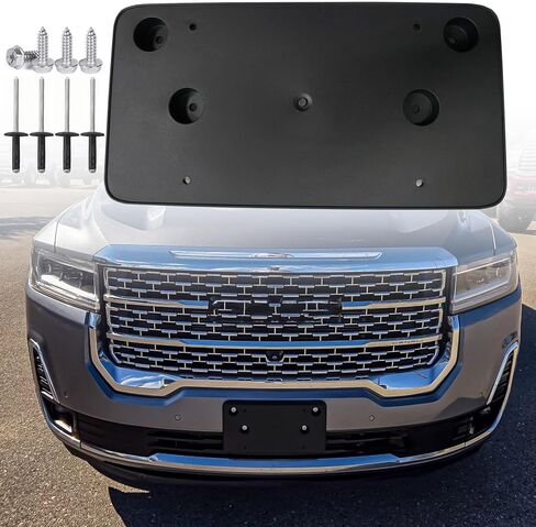 FASTCHE Front License Plate Frame Compatible with 2020 2021 2022 2023 GMC Acadia Front Bumper License Plate Holder Mounting Bracket Cover Replace # 84723652 GM1068234 in Kuwait