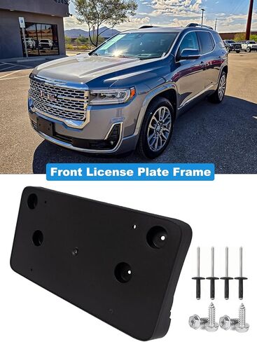 FASTCHE Front License Plate Frame Compatible with 2020 2021 2022 2023 GMC Acadia Front Bumper License Plate Holder Mounting Bracket Cover Replace # 84723652 GM1068234 in Kuwait