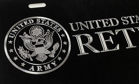 علامة سيارة متقاعد من الجيش الأمريكي منقوشة بالماس الفضي محفورة على هدية لوحة ترخيص أمامية من الألومنيوم الأسود in Kuwait