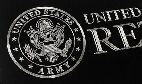 علامة سيارة متقاعد من الجيش الأمريكي منقوشة بالماس الفضي محفورة على هدية لوحة ترخيص أمامية من الألومنيوم الأسود in Kuwait