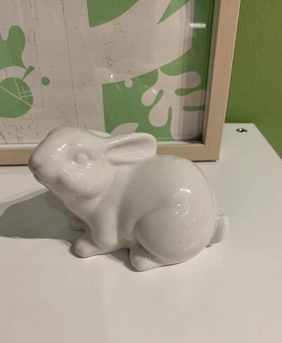 مجموعة من 2 تمثال أرنب بورسلين تمثال زينة ربيع عيد الفصح تماثيل أرنب بيضاء ريفية عتيقة لطاولة طعام عيد الفصح قطعة مركزية صينية متدرجة رف زخرفة in Kuwait