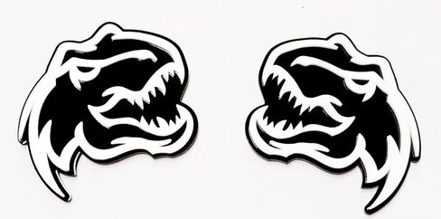 Set of 2 Custom Super Dinosaur Head Side Tailgate TRX Hell T-Rex Emblem Badges for Ram TRX White DR-S2D-BW in Saudi Arabia