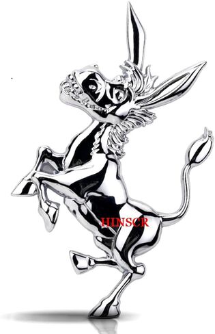 Donkey Emblem Decal 3D Metal Car Hood Badge Sticker Cute Decorative Decal for Car Motorcycle Laptop Backpack(Silver) in Saudi Arabia