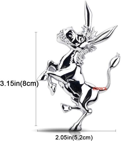 Donkey Emblem Decal 3D Metal Car Hood Badge Sticker Cute Decorative Decal for Car Motorcycle Laptop Backpack(Silver) in Saudi Arabia
