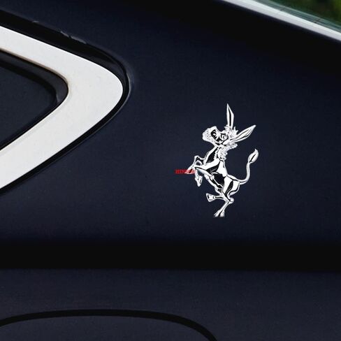 Donkey Emblem Decal 3D Metal Car Hood Badge Sticker Cute Decorative Decal for Car Motorcycle Laptop Backpack(Silver) in Saudi Arabia