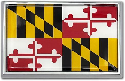 Elektroplate Premium Maryland MD State Flag جميع شعار إطار معدني أسود للسيارات والشاحنات وجميع السيارات | مقاس عالمي بمقاس 2.5 بوصة × 3.8 بوصة | مقاومة للعوامل الجوية in Saudi Arabia