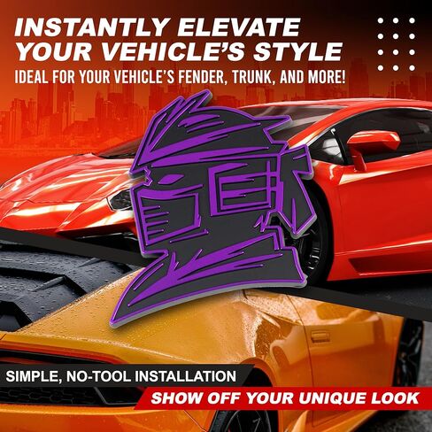 Samurai Emblem, Custom 3D Car Badge – Universal Exterior Accessories for Car, Truck, SUV, Motorcycle (Set of 2) (Purple) in Saudi Arabia