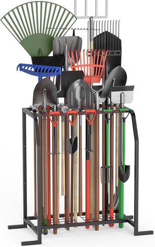 Trieez Extra Garden Tool Storage ، لا تقع أبدًا- منظم أدوات حديقة سميكة للأدوات الطويلة ، منظم أدوات الحديقة الشاقية للأدوات/الرفوف ، المرآب ، السقيفة ، حامل الفناء in Saudi Arabia