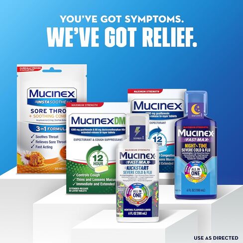 Mucinex 12 Hour 600 mg Guaifenesin Extended-Release Tablets for Excess Mucus Relief, Expectorant Aids Excess Mucus Removal, Chest Congestion Relief, 40 Bi-Layer Tablets in Kuwait