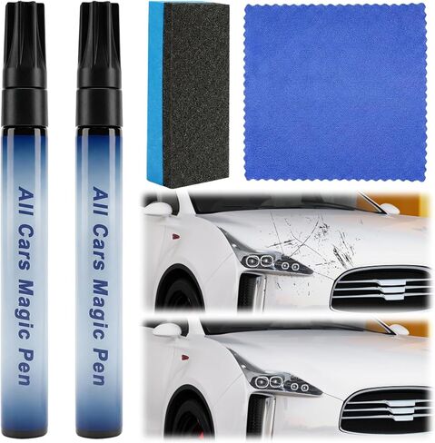 Magic Car Scratch Removal Pen, All Cars Magic Pen for Car Scratches, Quick Fix for Minor Paint Damage, 2 Pens with Sponge and Towel, 4-Piece Car Scratch Remover Kit in Kuwait