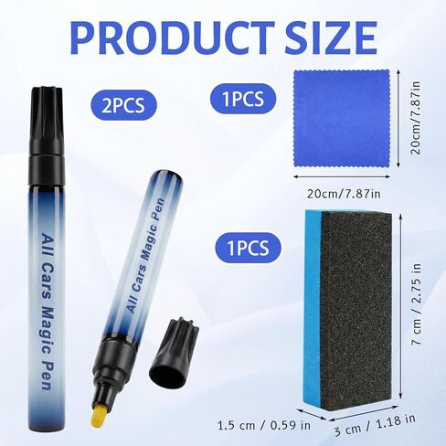 Magic Car Scratch Removal Pen, All Cars Magic Pen for Car Scratches, Quick Fix for Minor Paint Damage, 2 Pens with Sponge and Towel, 4-Piece Car Scratch Remover Kit in Kuwait