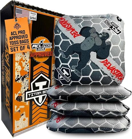 Titan Bags Devastator Cornhole Bags - 6" x 6" ACL PRO Approved Cornhole Bean Bags for Tournaments - Versatile & Durable Professional Cornhole Bags Ideal for Indoor/Outdoor Toss Sports & Games (4 Pack) in Saudi Arabia