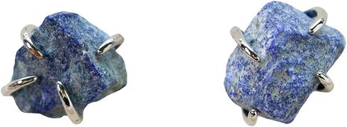 Lapis Lazuli Gemstone Stud Earrings, Natural,18K Gold or Silver Plated, Push Back Closure, Hypoallergenic, Stone Earrings, Blue Earrings, Raw Crystal Earrings in Kuwait