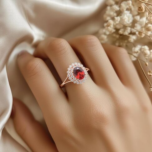 Simulated Gemstone Ring 925 Sterling Silver Zirconia Ring Birthstone Rings for Mothers Valentines Thanksgiving Day Size 6-9 in Saudi Arabia