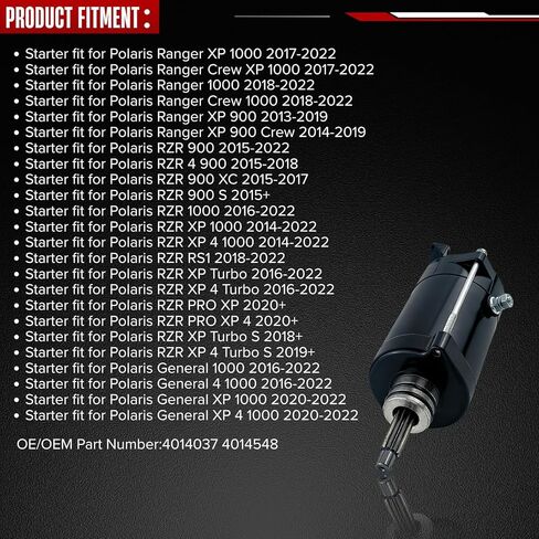 محرك بدء التشغيل يناسب Polaris Ranger XP 900 Crew RZR 1000 XP 4 900 Turbo S RZR Turbo R 4 S PRO XP General 1000 XP 4 4014037 4014548 in Kuwait